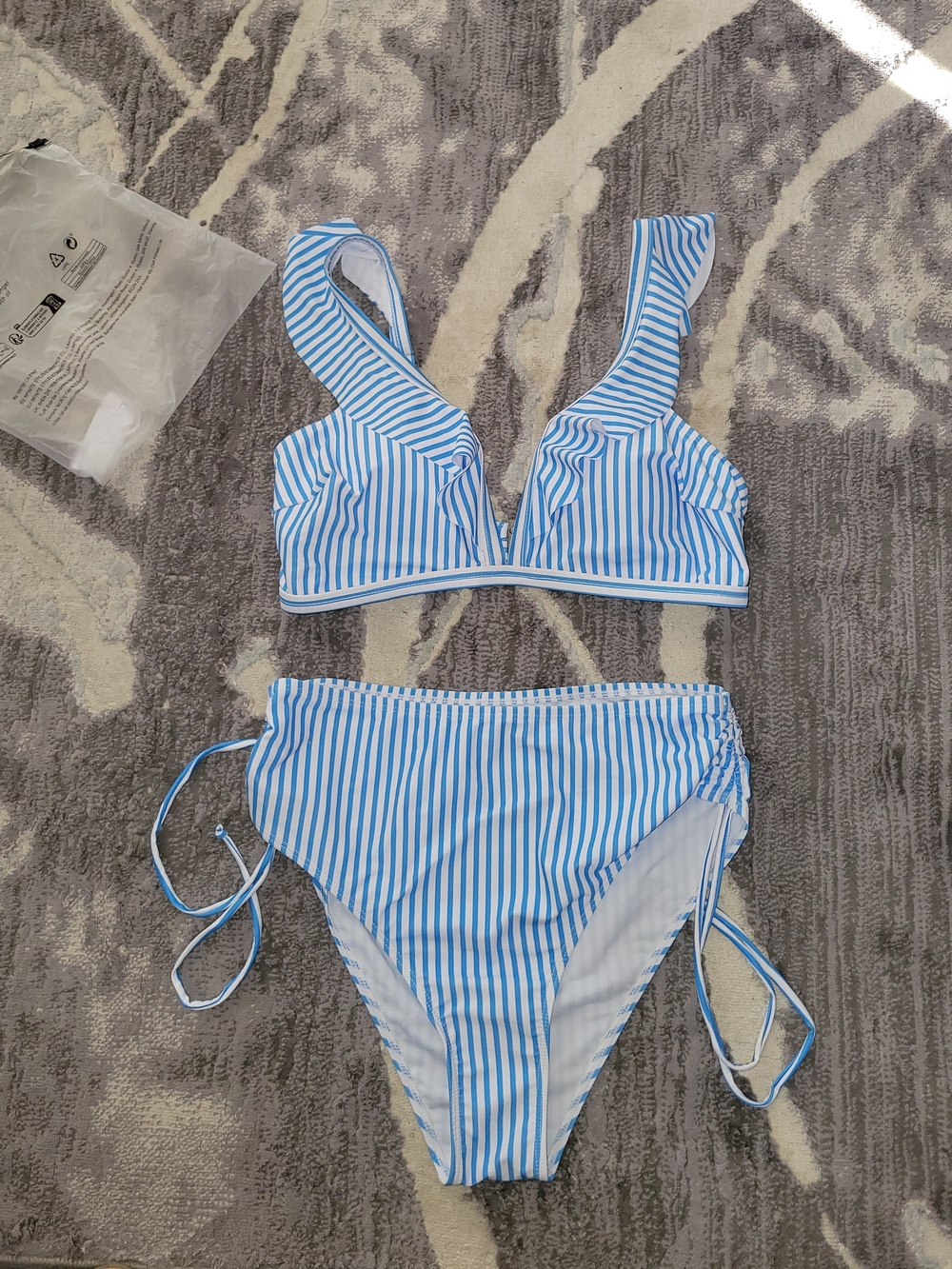 Brand New Blue & White Striped Two-Piece Women Swim Set Soze XL